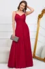 A Line Spaghetti Straps Burgundy Long Bridesmaid Dress sold by Zapaka