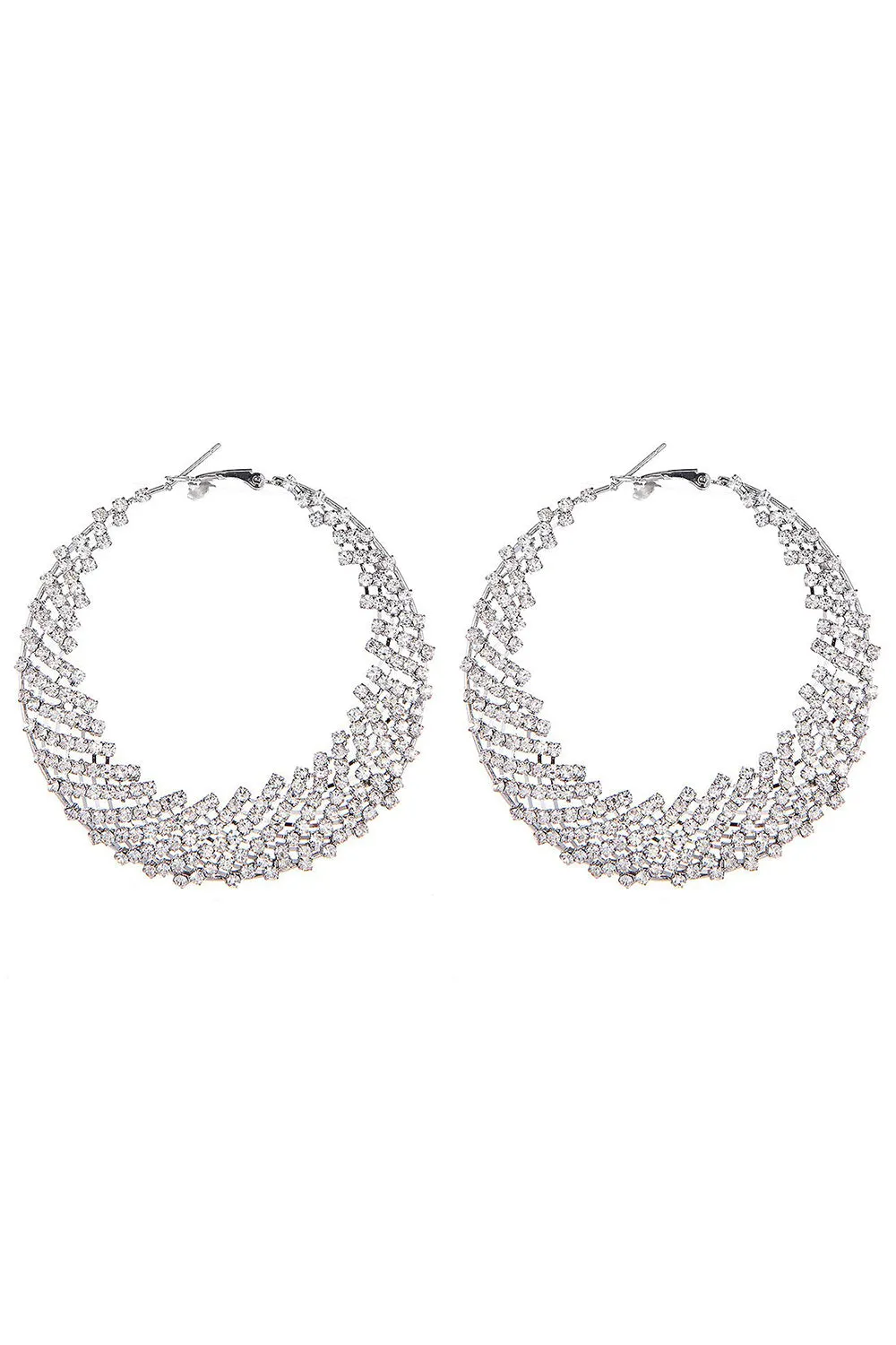 Cut Out Rhinestones Round Geometric Earrings sold by Zapaka