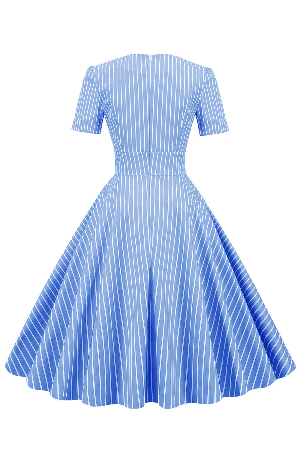 Stripes Short Sleeves 1950s Swing Dress sold by Zapaka product image thumbnail 2