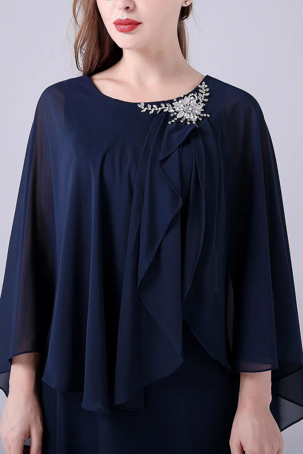 A-Line Scoop Neck Floor-Length Chiffon Mother of the Bride Dress sold by Zapaka product image thumbnail 4