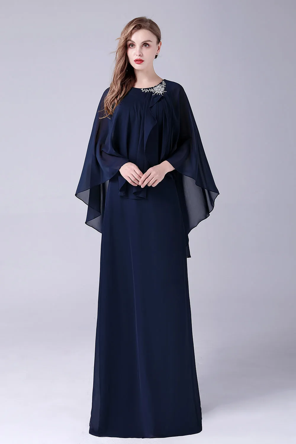 A-Line Scoop Neck Floor-Length Chiffon Mother of the Bride Dress sold by Zapaka