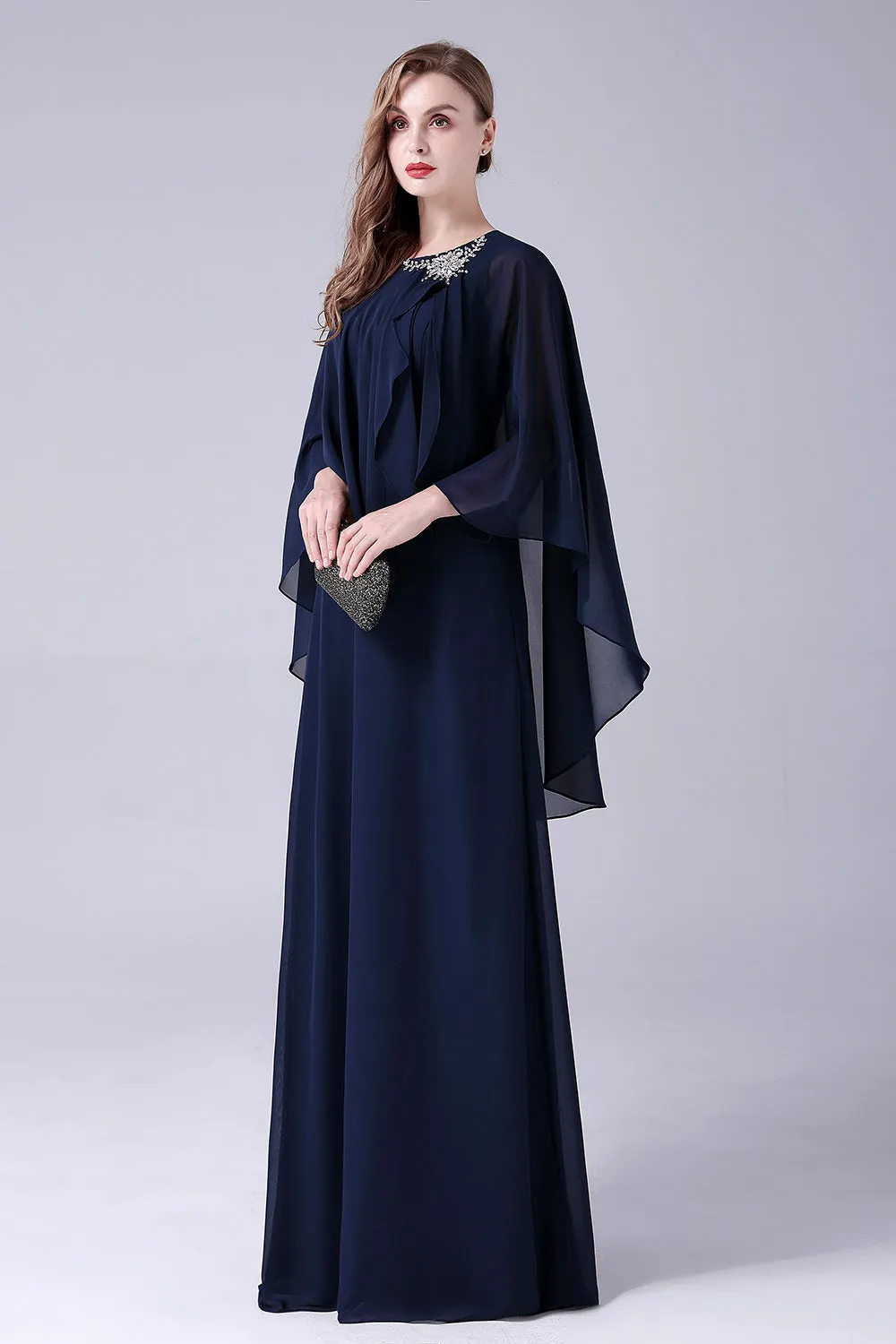 A-Line Scoop Neck Floor-Length Chiffon Mother of the Bride Dress sold by Zapaka product image thumbnail 3