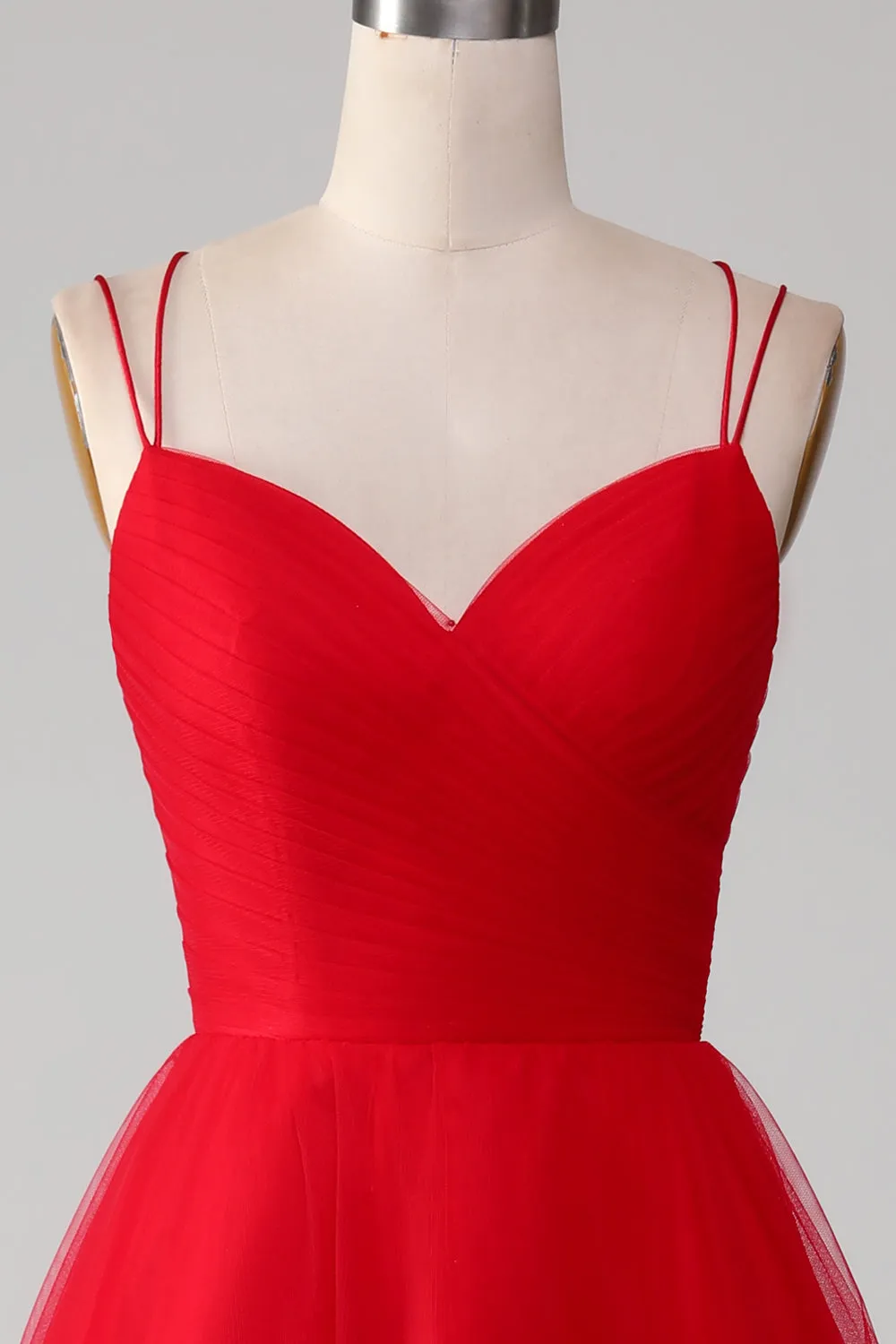 Spaghetti Straps A-Line Red Long Prom Dress wth Cross Criss Back sold by Zapaka product image thumbnail 4