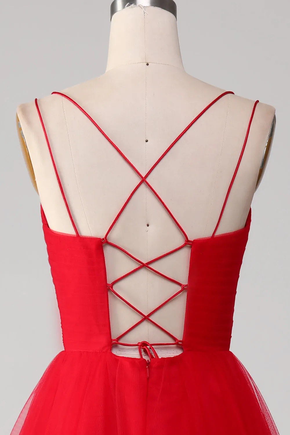 Spaghetti Straps A-Line Red Long Prom Dress wth Cross Criss Back sold by Zapaka product image thumbnail 5