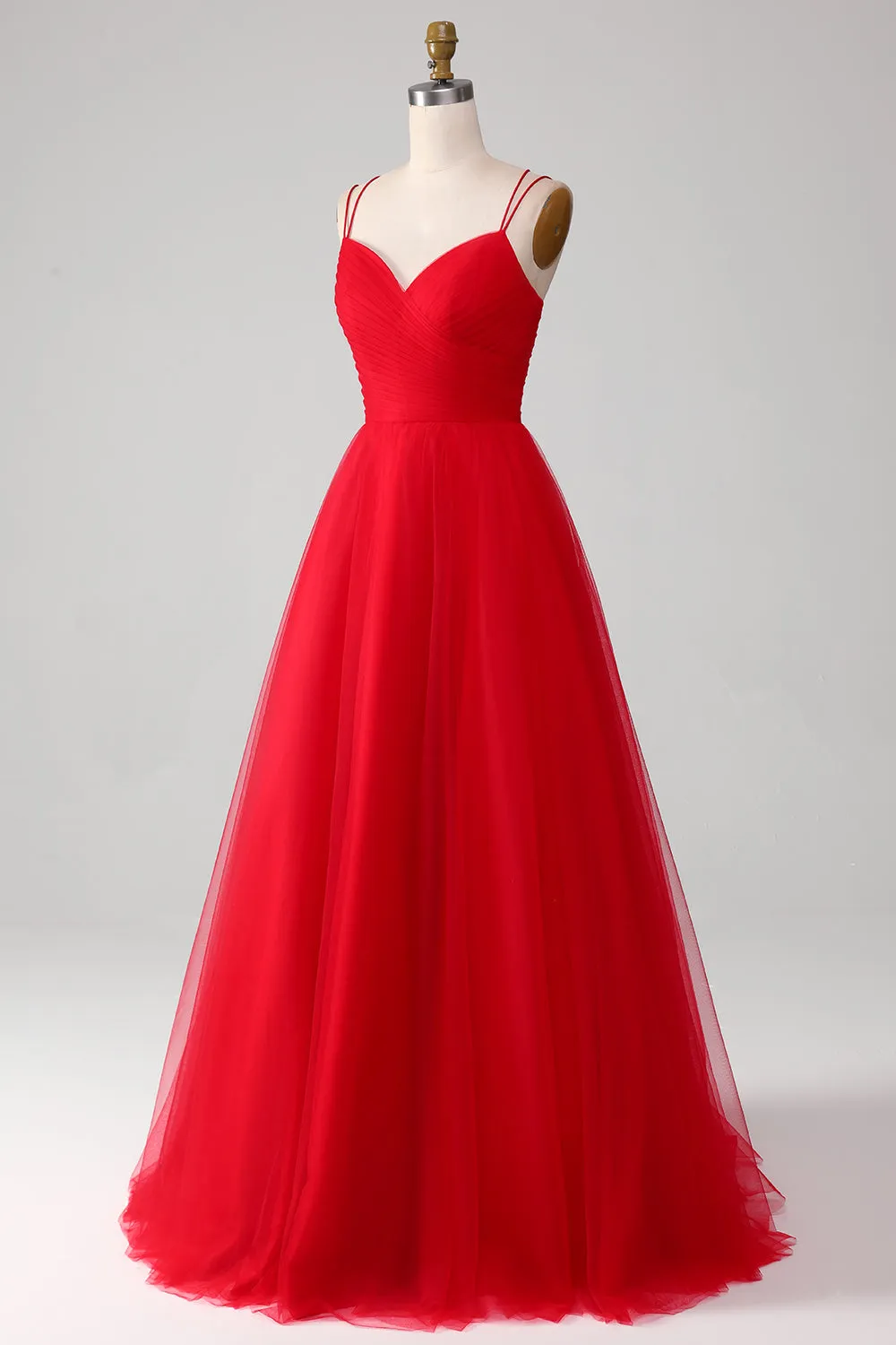 Spaghetti Straps A-Line Red Long Prom Dress wth Cross Criss Back sold by Zapaka product image thumbnail 3
