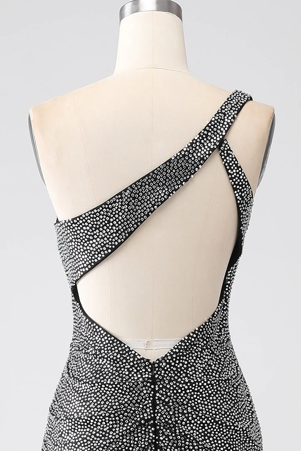 Sparkly Black Mermaid One Shoulder Corset Prom Dress sold by Zapaka product image thumbnail 5