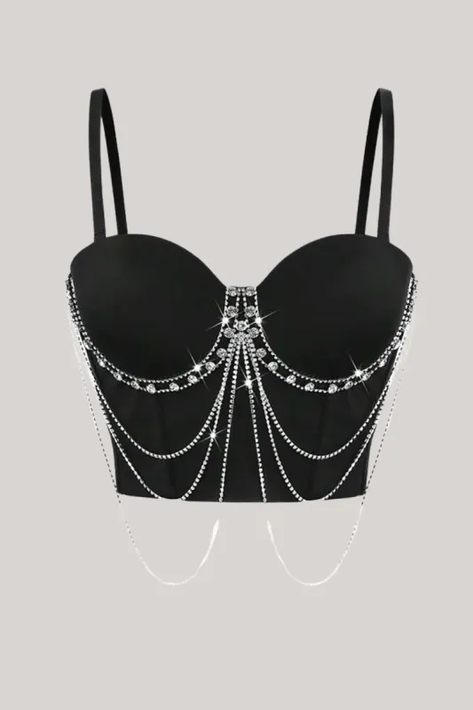 Sparkly Black Beading Corset Bustier Top sold by Zapaka