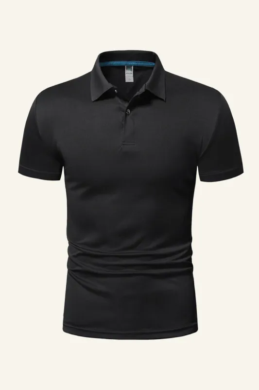 Black Short-Sleeves Casual Polo Shirt sold by Zapaka