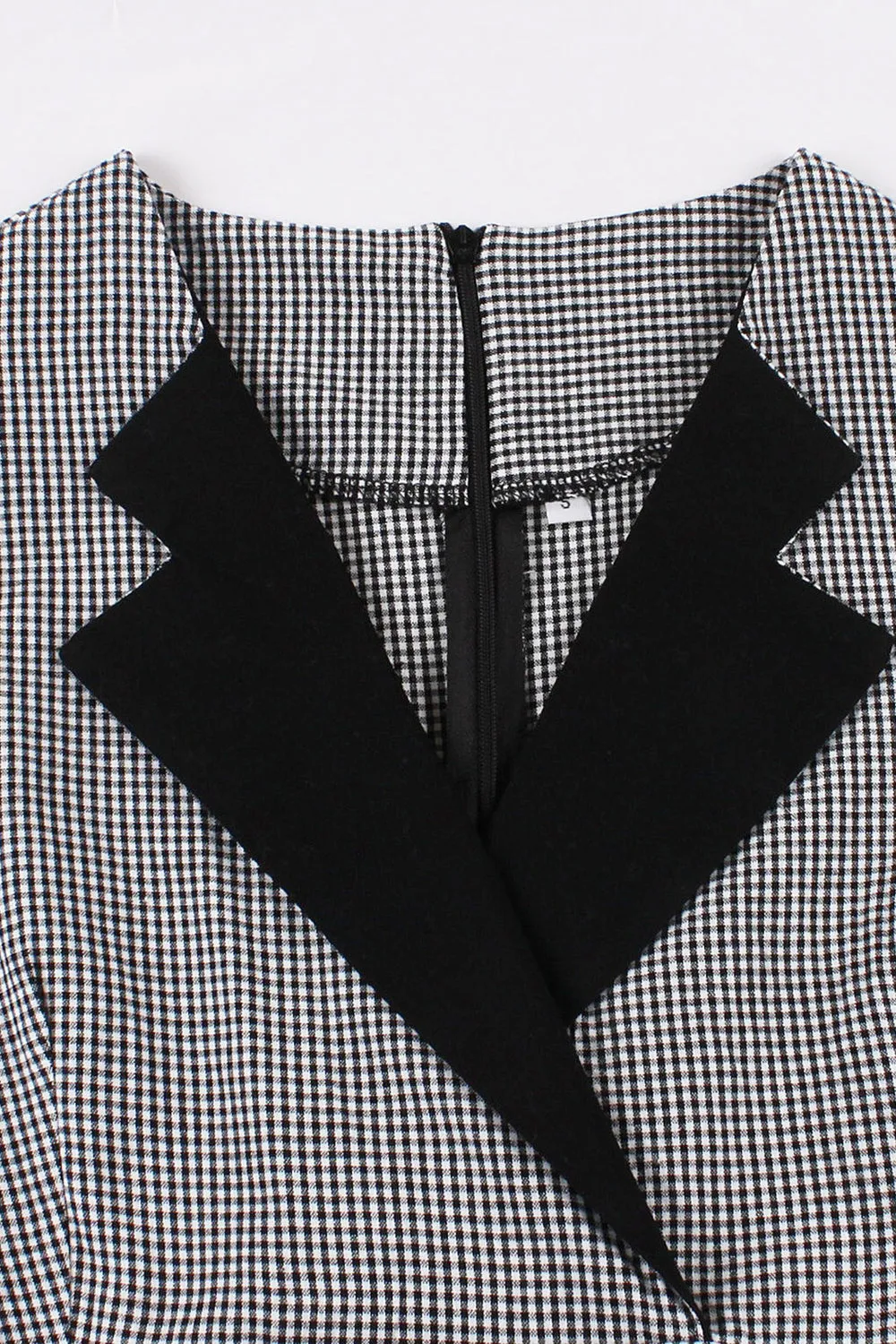 Black Lapel Neck Plaid Vintage 1950s Dress sold by Zapaka product image thumbnail 3