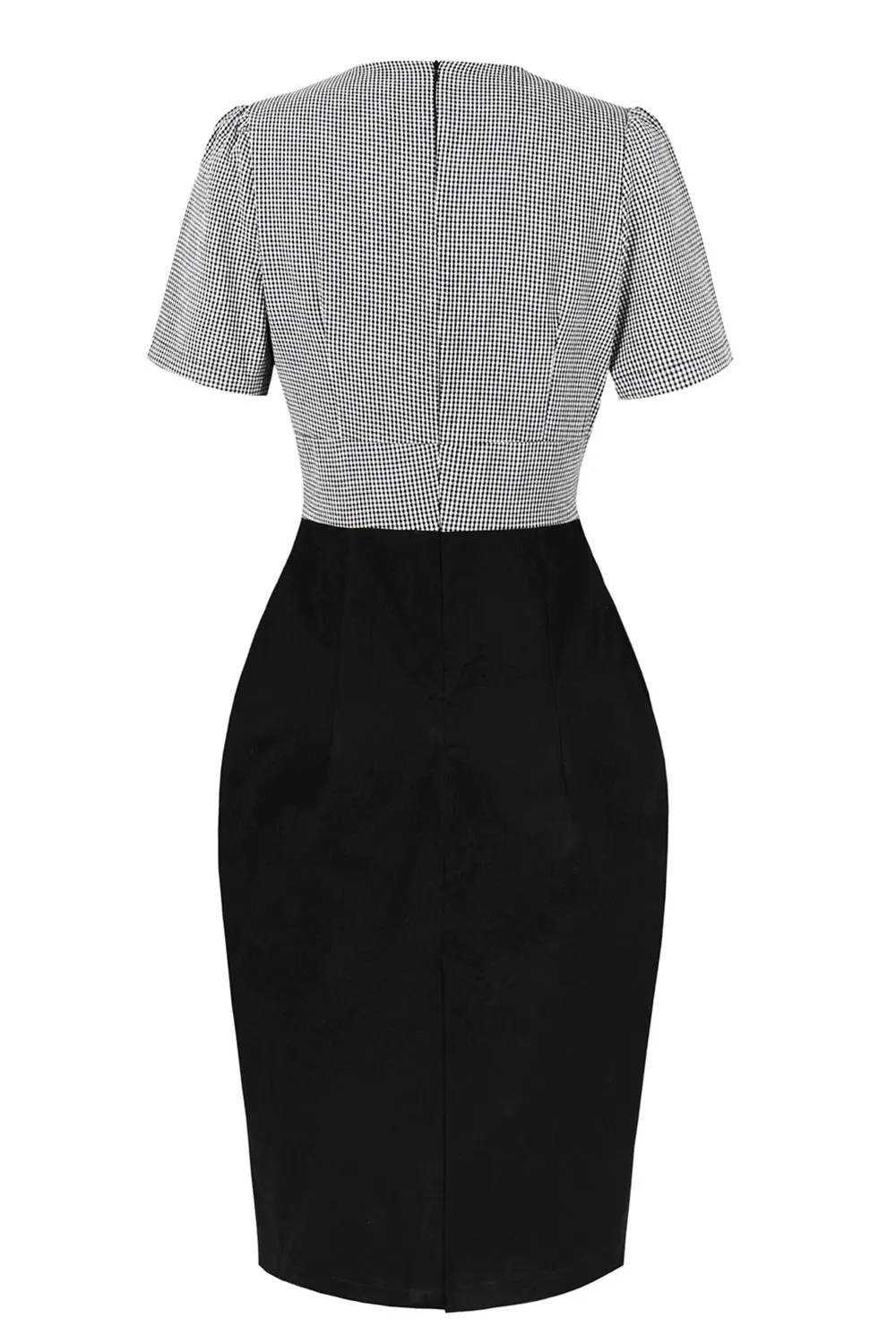 Black Lapel Neck Plaid Vintage 1950s Dress sold by Zapaka product image thumbnail 2