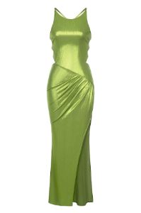 Green Sleeveless Lace Up Back Cocktail Dress With Slit sold by Zapaka