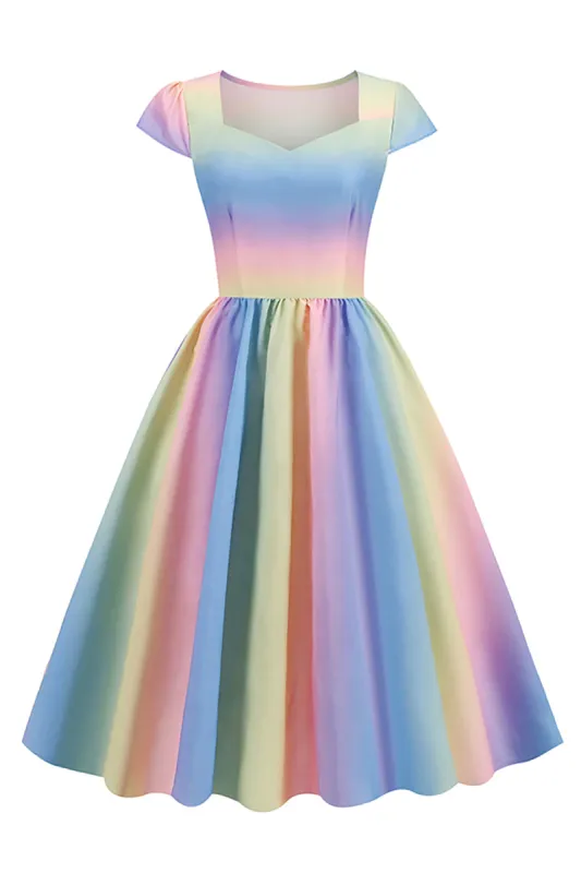 Multi Color Printed Vintage 1950s Dress sold by Zapaka