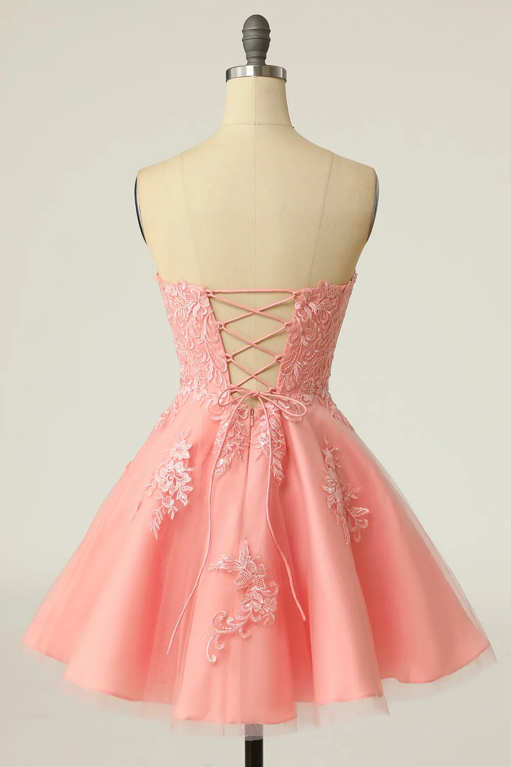 Blush Strapless Short Prom Dress with Appliques sold by Zapaka product image thumbnail 2