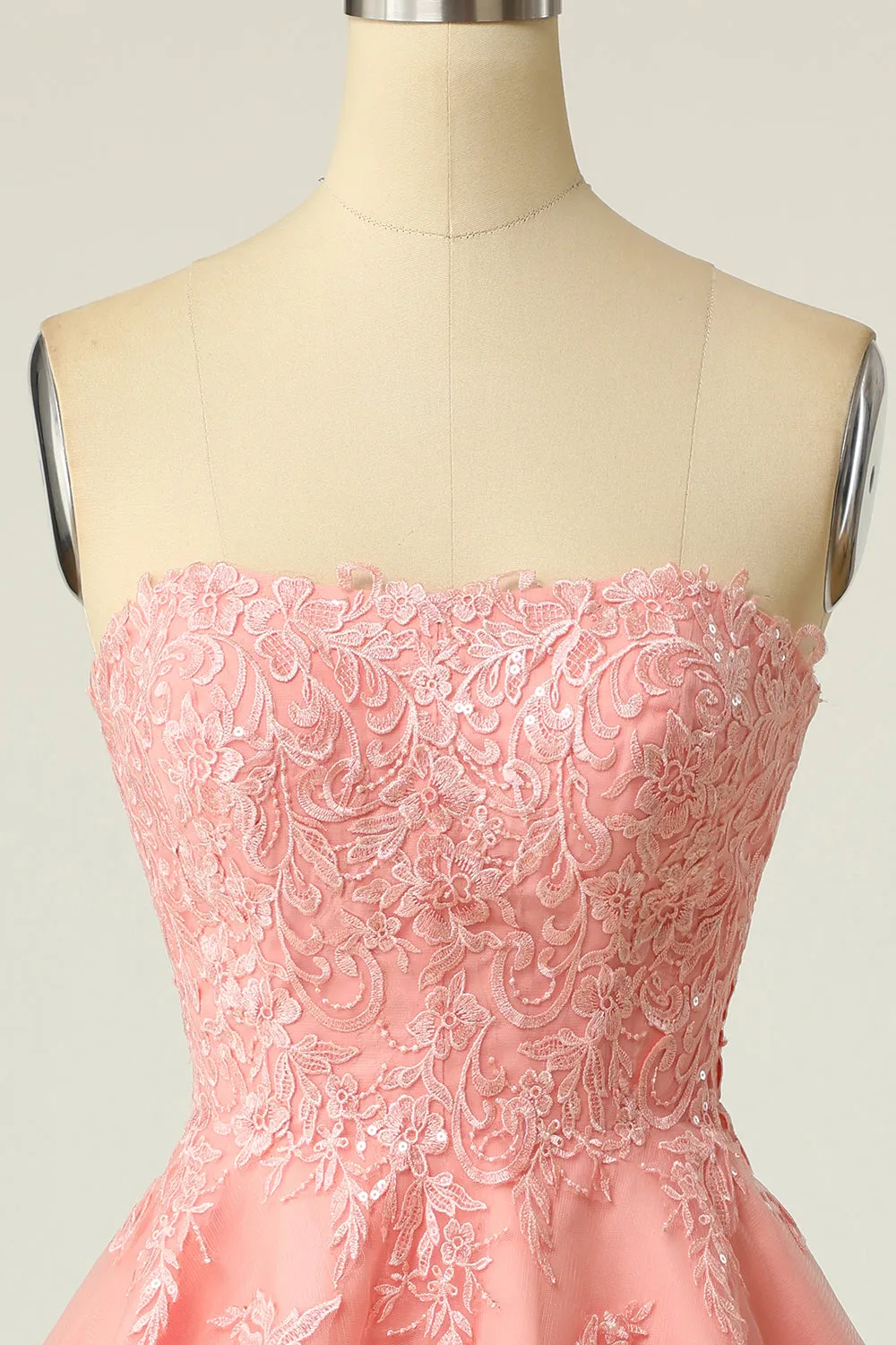 Blush Strapless Short Prom Dress with Appliques sold by Zapaka product image thumbnail 4