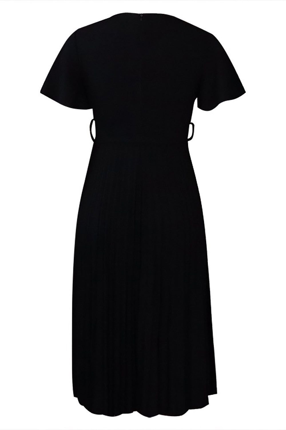 A-Line Black V-Neck Ruched Work Dress With Ruffle sleeves sold by Zapaka product image thumbnail 3