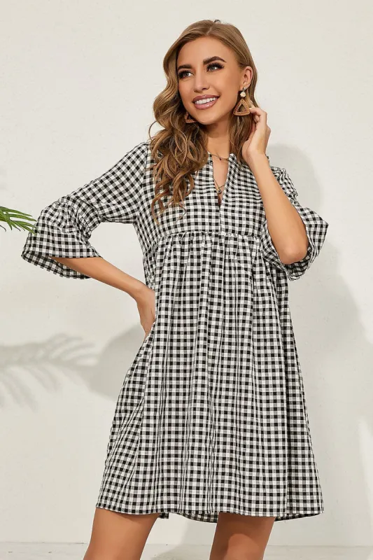 Plaid Short Summer Dress sold by Zapaka