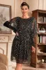 Glitter Sequins 1920s Dress with Batwing Sleeves sold by Zapaka