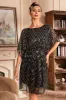 Glitter Sequins 1920s Dress with Batwing Sleeves sold by Zapaka