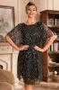 Glitter Sequins 1920s Dress with Batwing Sleeves sold by Zapaka