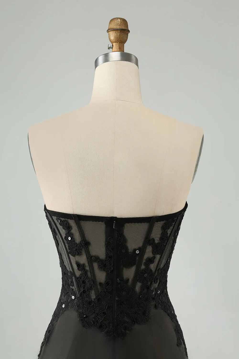 Sparkly Black Bodycon Sweetheart Corset Homecoming Dress with Appliques sold by Zapaka product image thumbnail 5