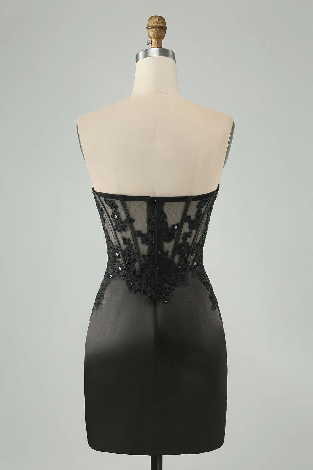 Sparkly Black Bodycon Sweetheart Corset Homecoming Dress with Appliques sold by Zapaka product image thumbnail 2