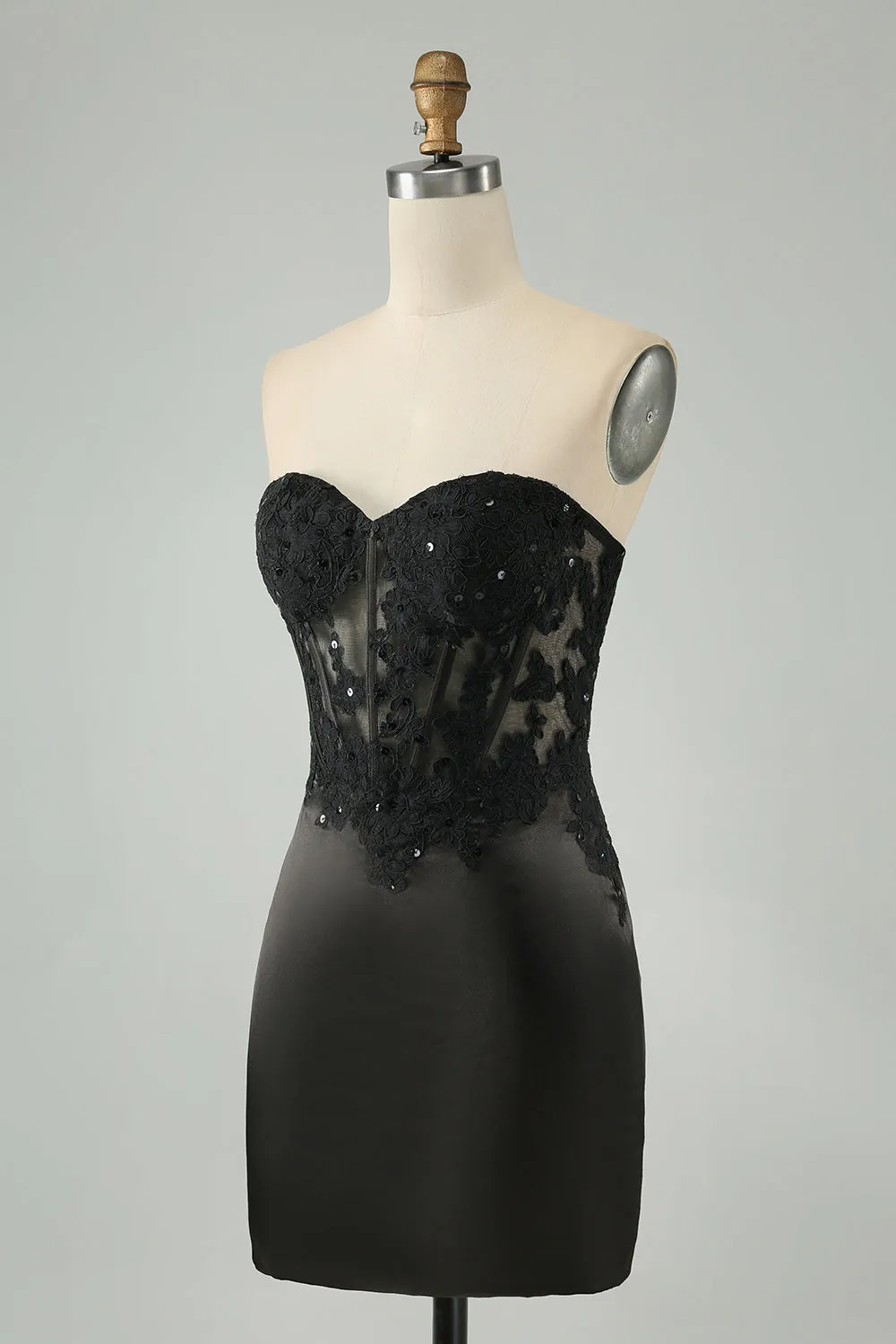 Sparkly Black Bodycon Sweetheart Corset Homecoming Dress with Appliques sold by Zapaka product image thumbnail 3