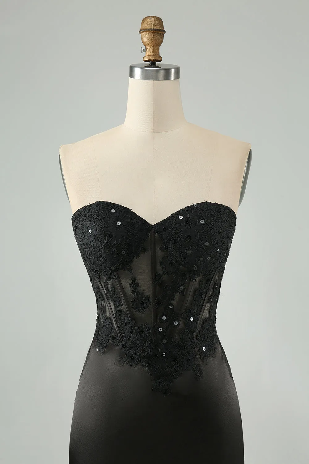 Sparkly Black Bodycon Sweetheart Corset Homecoming Dress with Appliques sold by Zapaka product image thumbnail 4