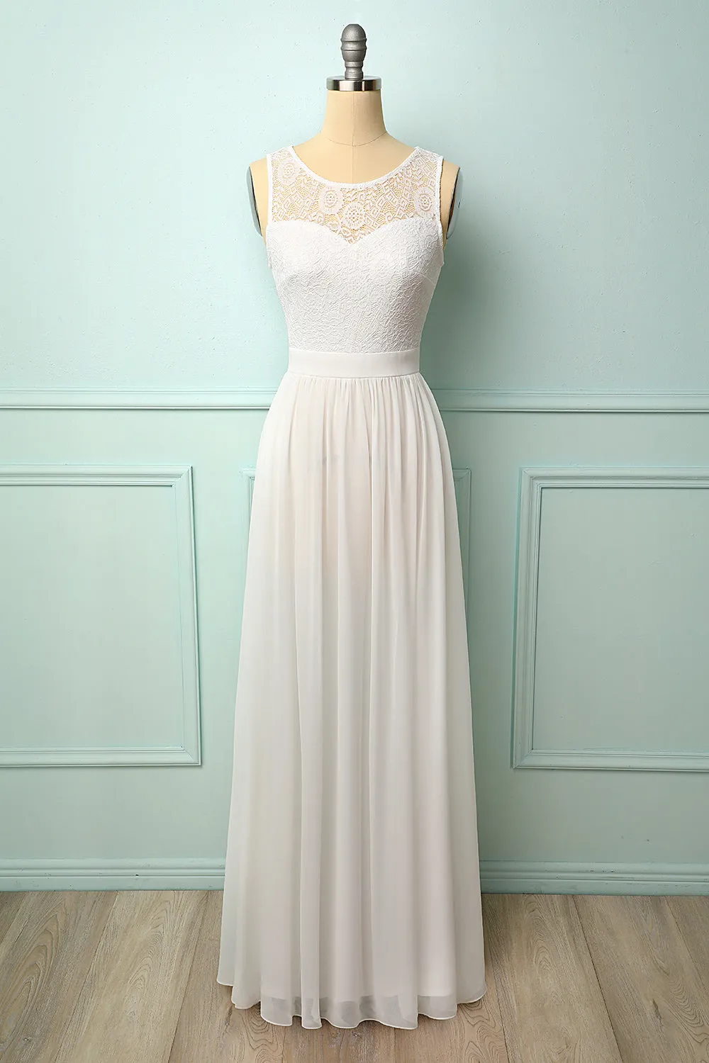 White Lace Long Dress sold by Zapaka