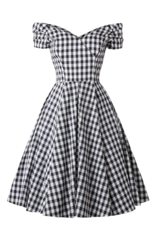 Black Gingham Vintage 1950s Dress sold by Zapaka