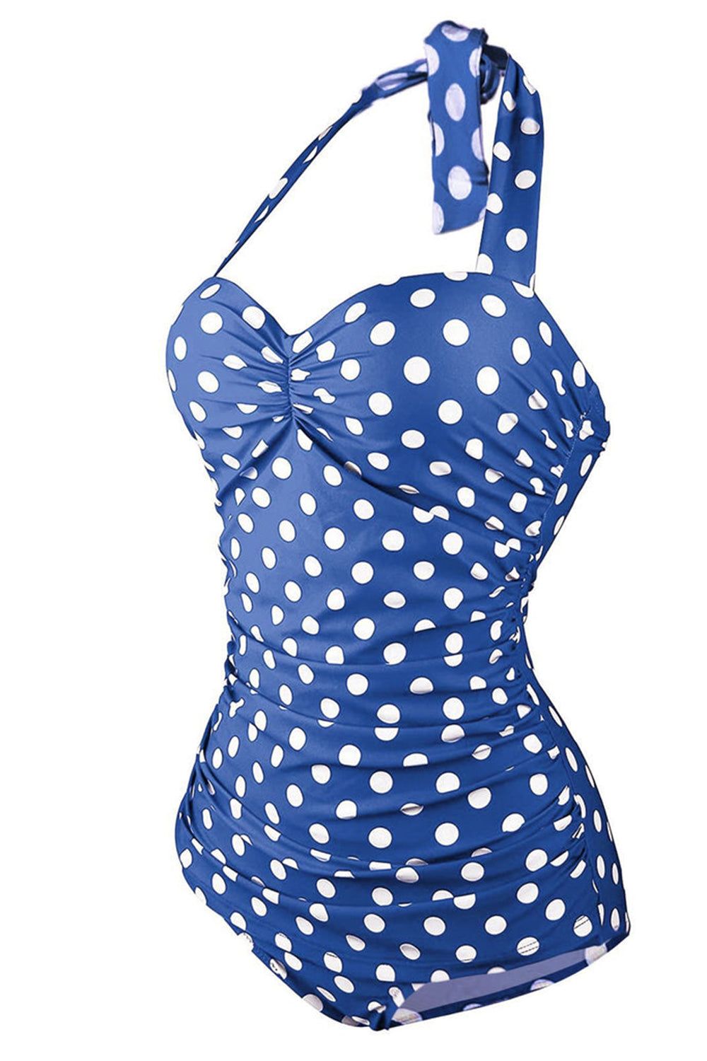 Halter Neck Polka Dots Red One Piece Swimsuit sold by Zapaka product image thumbnail 4