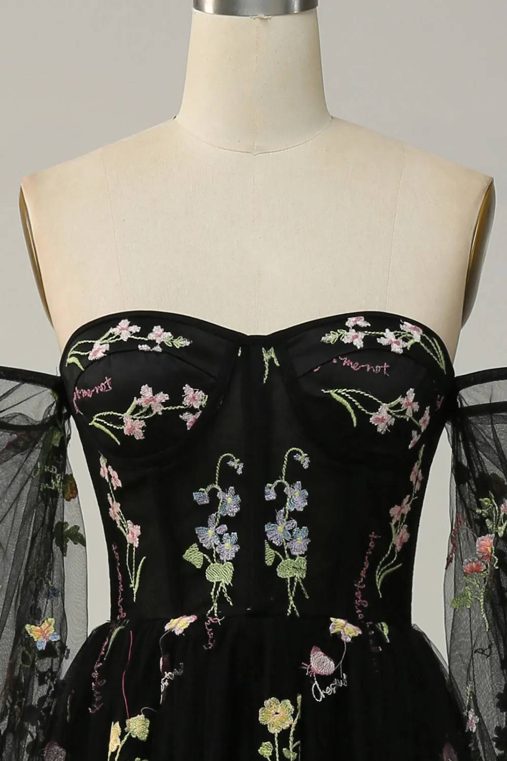 Black Off The Shoulder Long Sleeves A-Line Prom Dress sold by Zapaka product image thumbnail 4