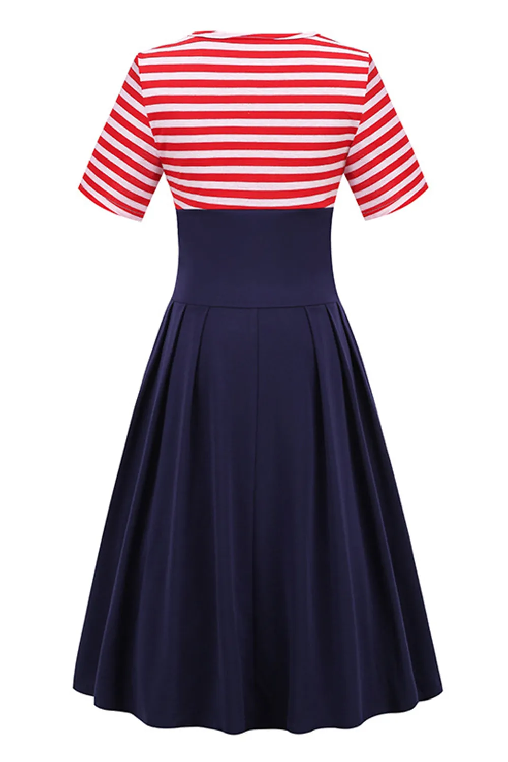 Red Stripes Short Sleeve 1950s Dress sold by Zapaka product image thumbnail 2