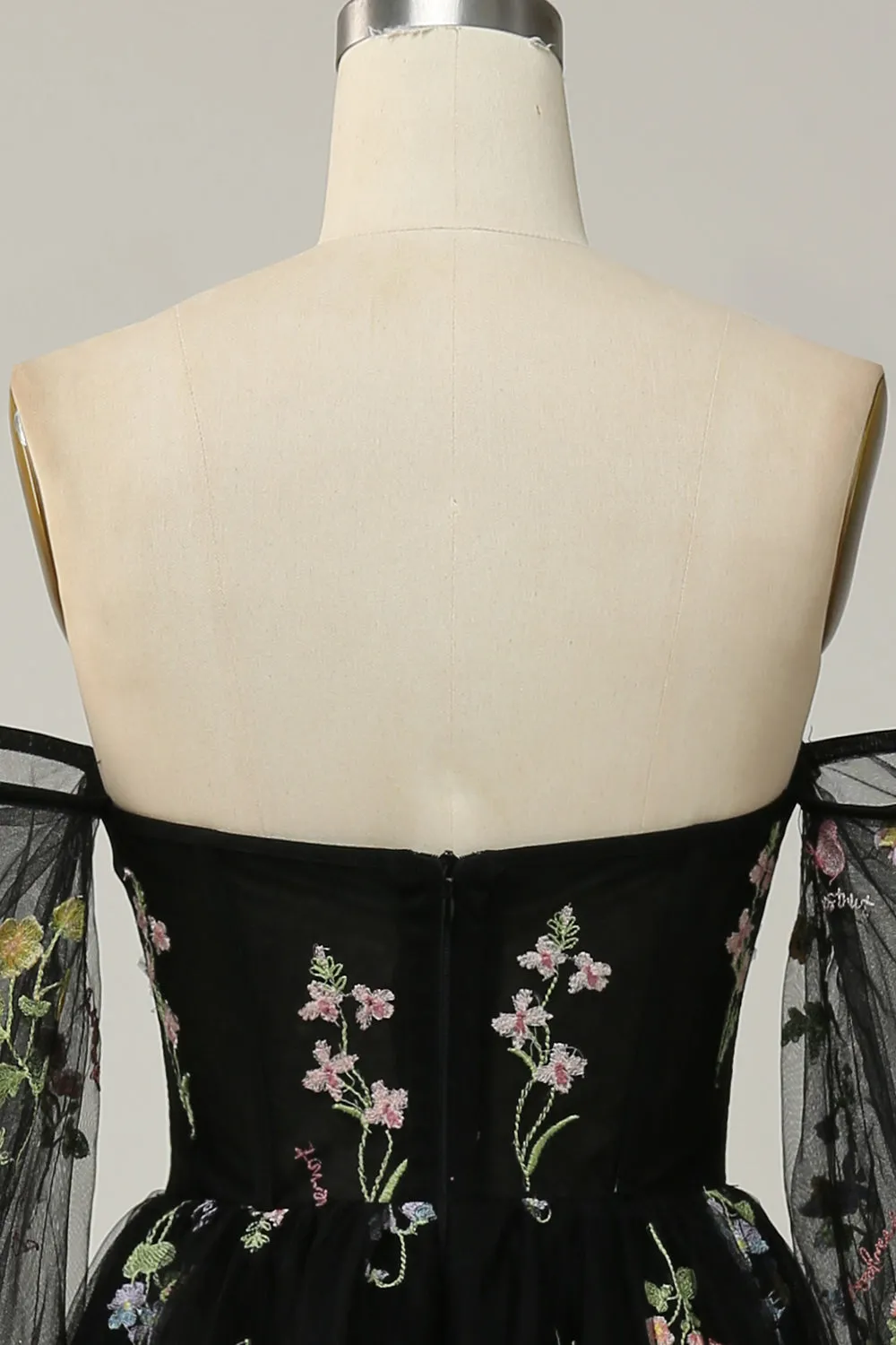 Black Off The Shoulder Long Sleeves A-Line Prom Dress sold by Zapaka product image thumbnail 5