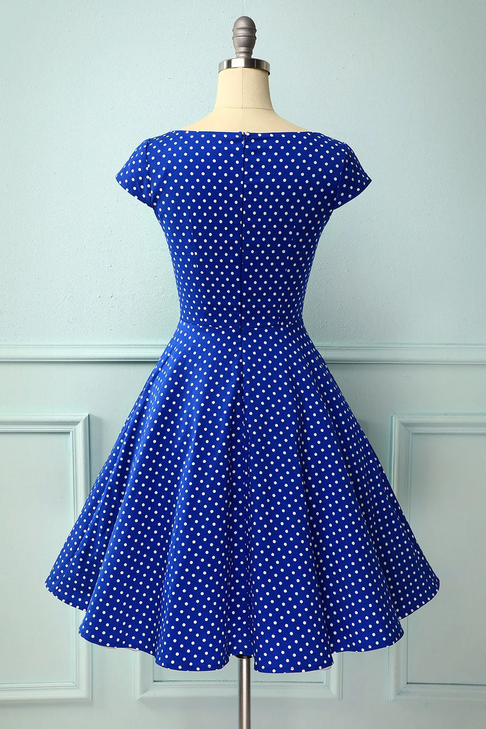 Royal Blue Dress With White Polka Dots sold by Zapaka product image thumbnail 2
