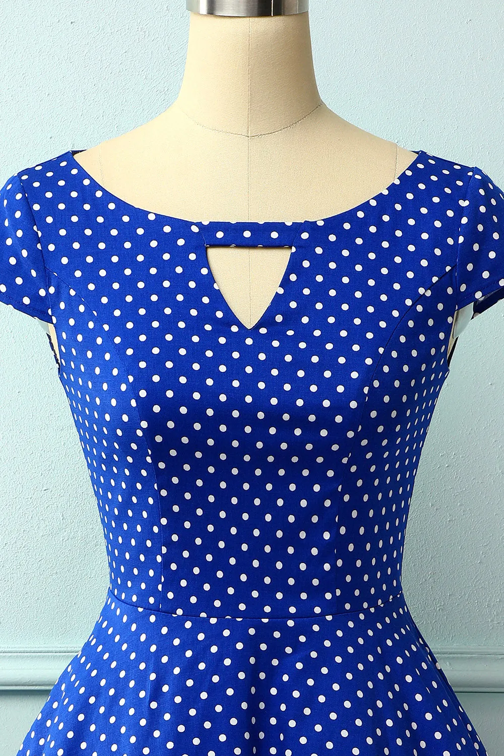 Royal Blue Dress With White Polka Dots sold by Zapaka product image thumbnail 3