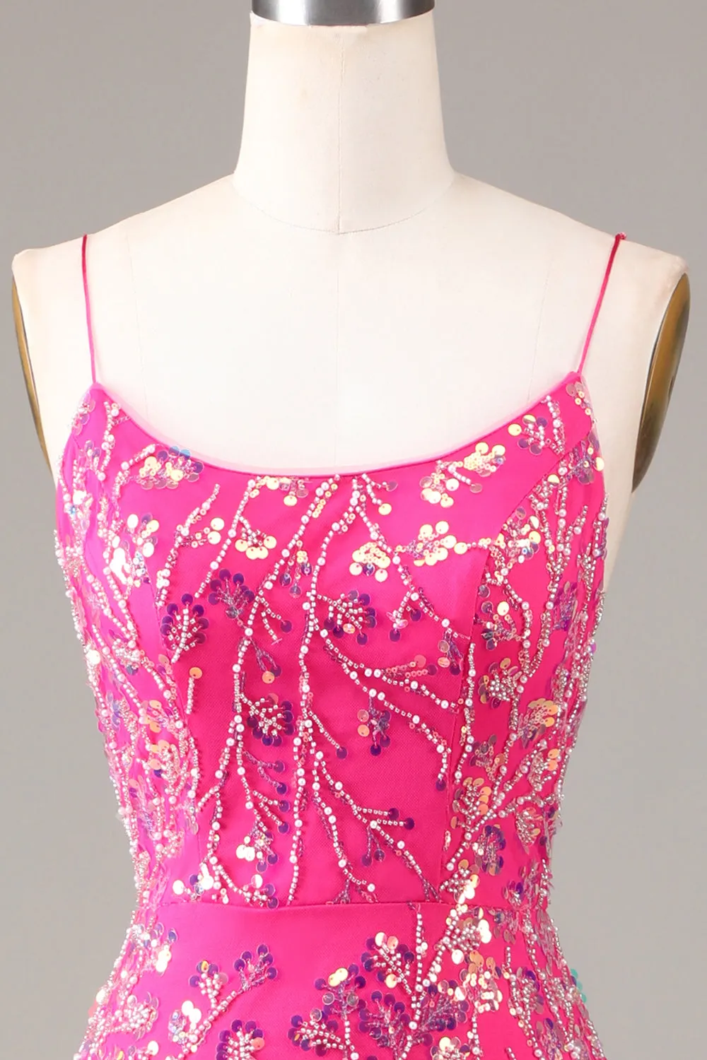 Hot Pink Sequins & Beaded Mermaid Prom Dress with Backless sold by Zapaka product image thumbnail 4