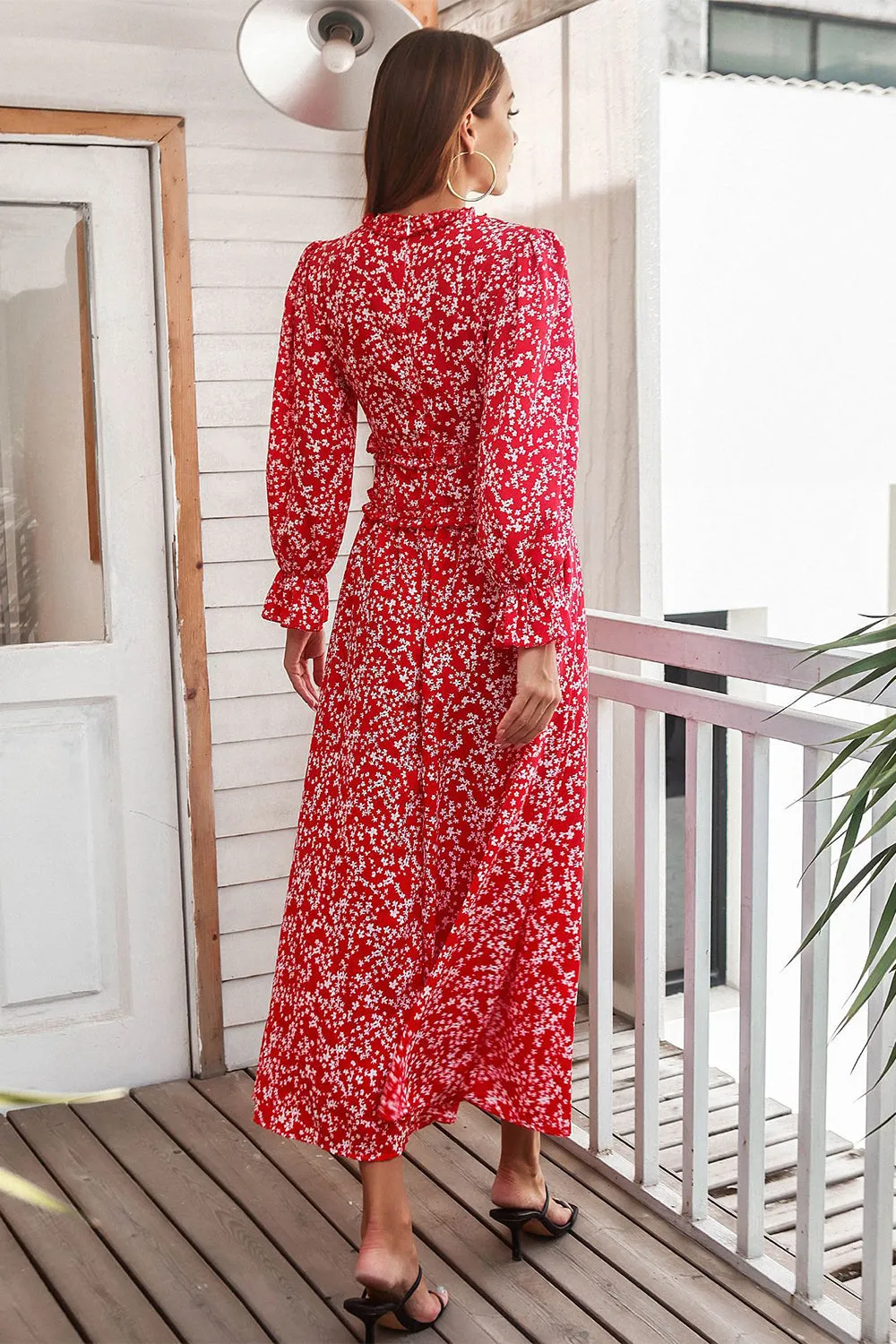 Red Floral Print Casual Dress sold by Zapaka product image thumbnail 2