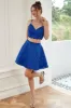 Two Piece Spaghetti Straps Royal Blue Short Homecoming Dress sold by Zapaka