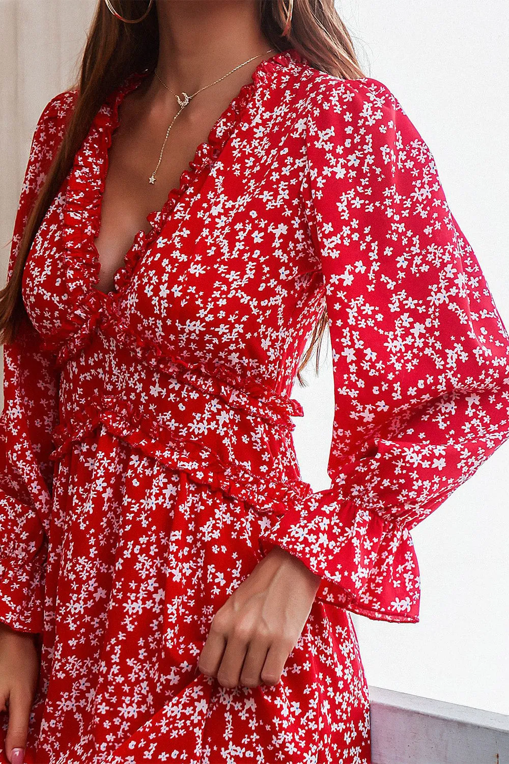 Red Floral Print Casual Dress sold by Zapaka product image thumbnail 5