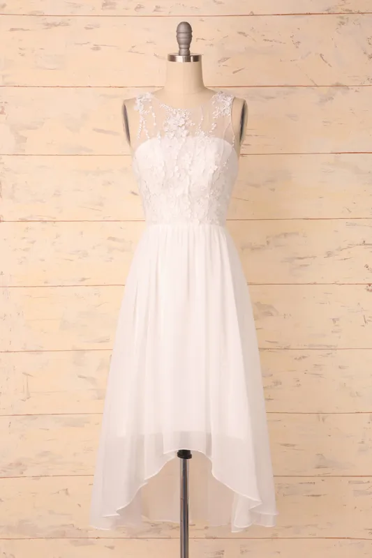 White Appliques Dress sold by Zapaka