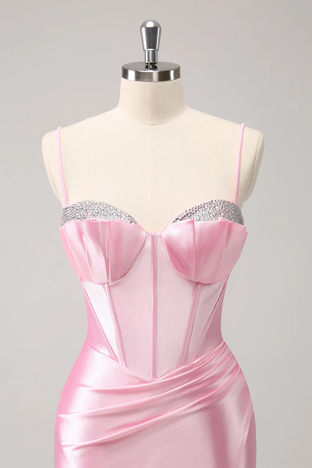 Sparkly Pink Spaghetti Straps Tight Homecoming Dress with Beading sold by Zapaka product image thumbnail 4