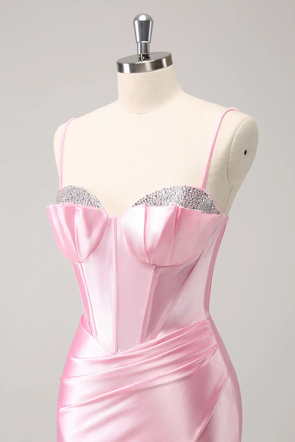 Sparkly Pink Spaghetti Straps Tight Homecoming Dress with Beading sold by Zapaka product image thumbnail 5