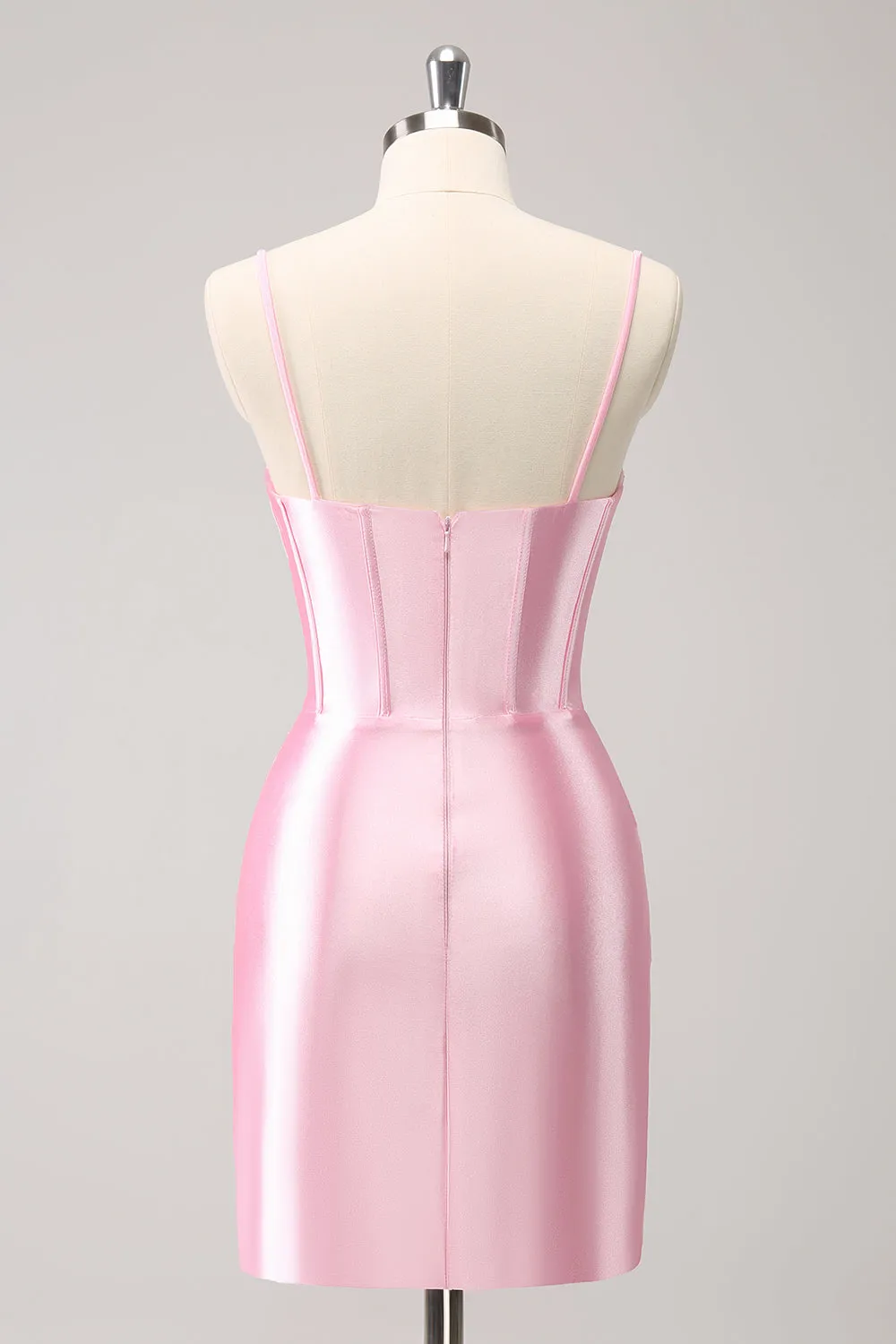 Sparkly Pink Spaghetti Straps Tight Homecoming Dress with Beading sold by Zapaka product image thumbnail 2