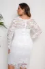 White Bodycon Plus Size Midi Lace Dress With Long Sleeves sold by Zapaka
