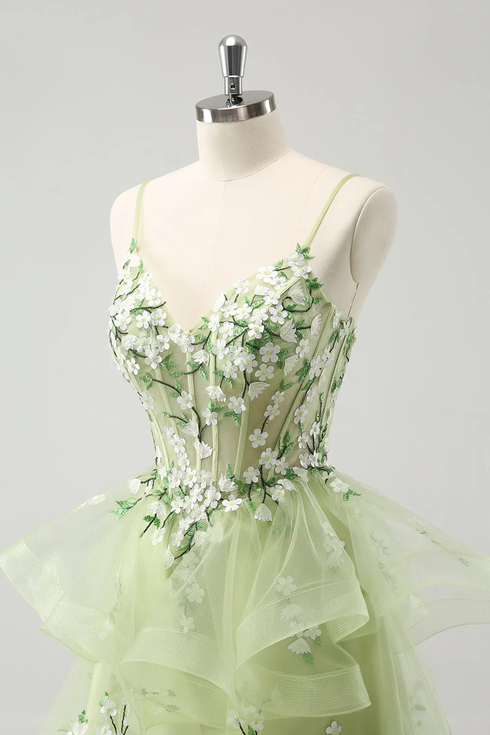 Light Green A-Line Applique Short Homecoming Dress with Ruffles sold by Zapaka product image thumbnail 5