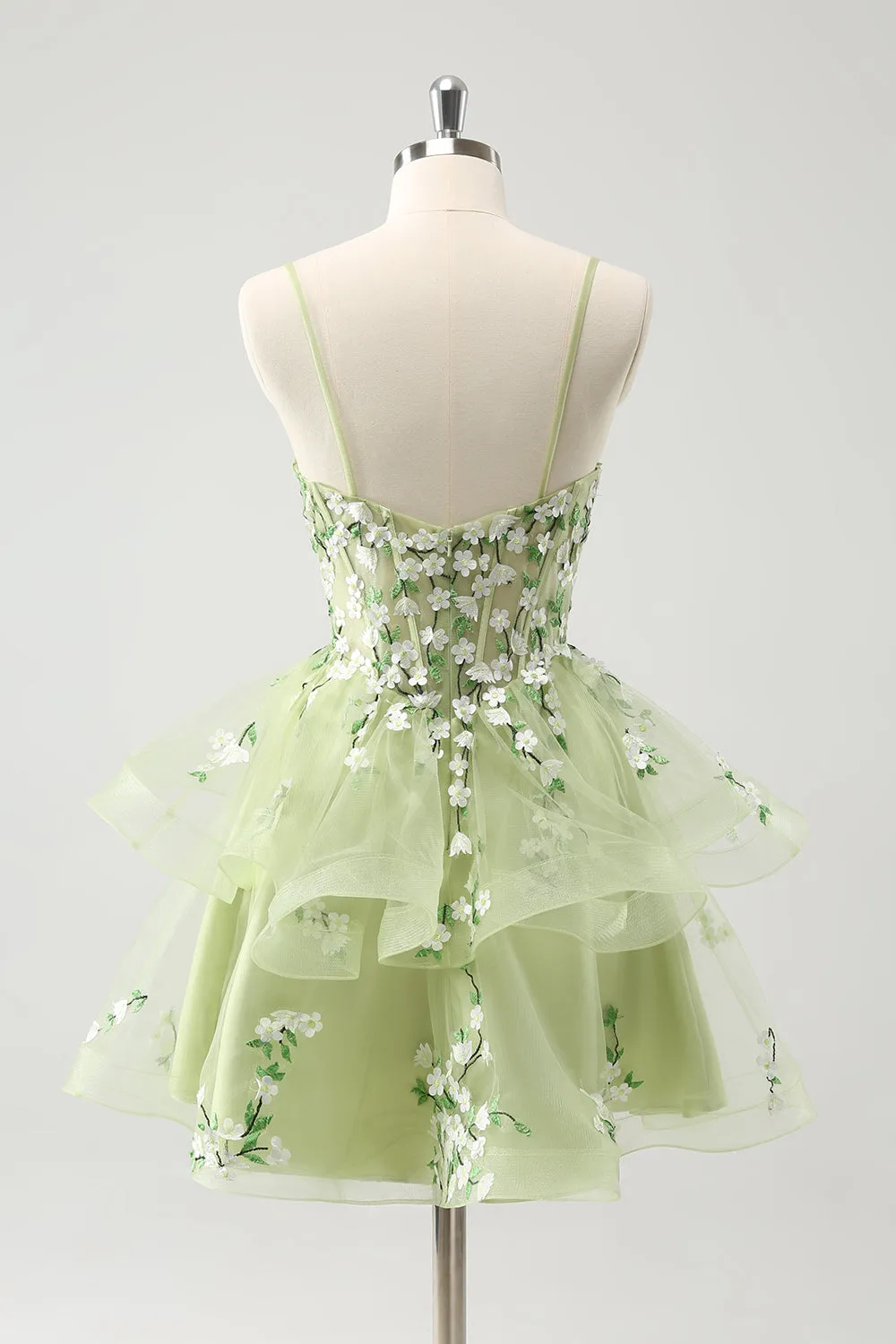 Light Green A-Line Applique Short Homecoming Dress with Ruffles sold by Zapaka product image thumbnail 2