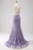 Sparkly Mermaid Lilac Long Prom Dress sold by Zapaka