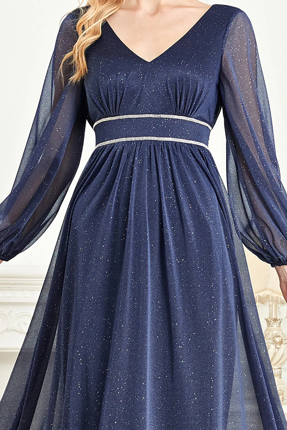 Elegant Long Sleeves Navy Mother of the Bride Dress sold by Zapaka product image thumbnail 5