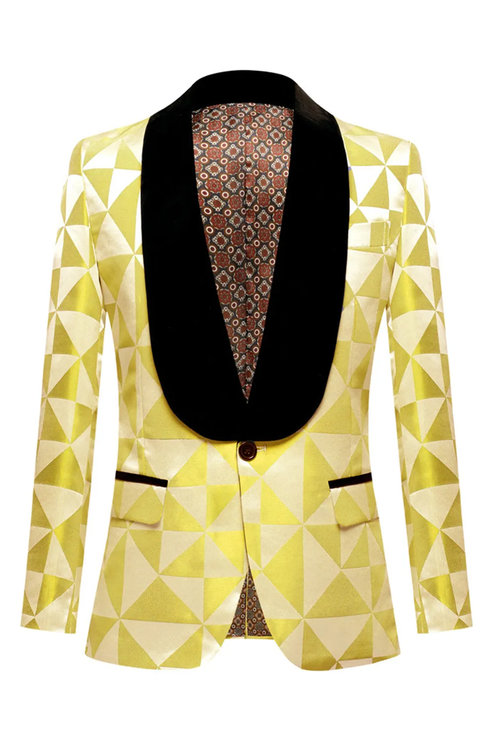 Yellow Shawl Lapel 2 Piece Geometrical Men's Suits sold by Zapaka product image thumbnail 3