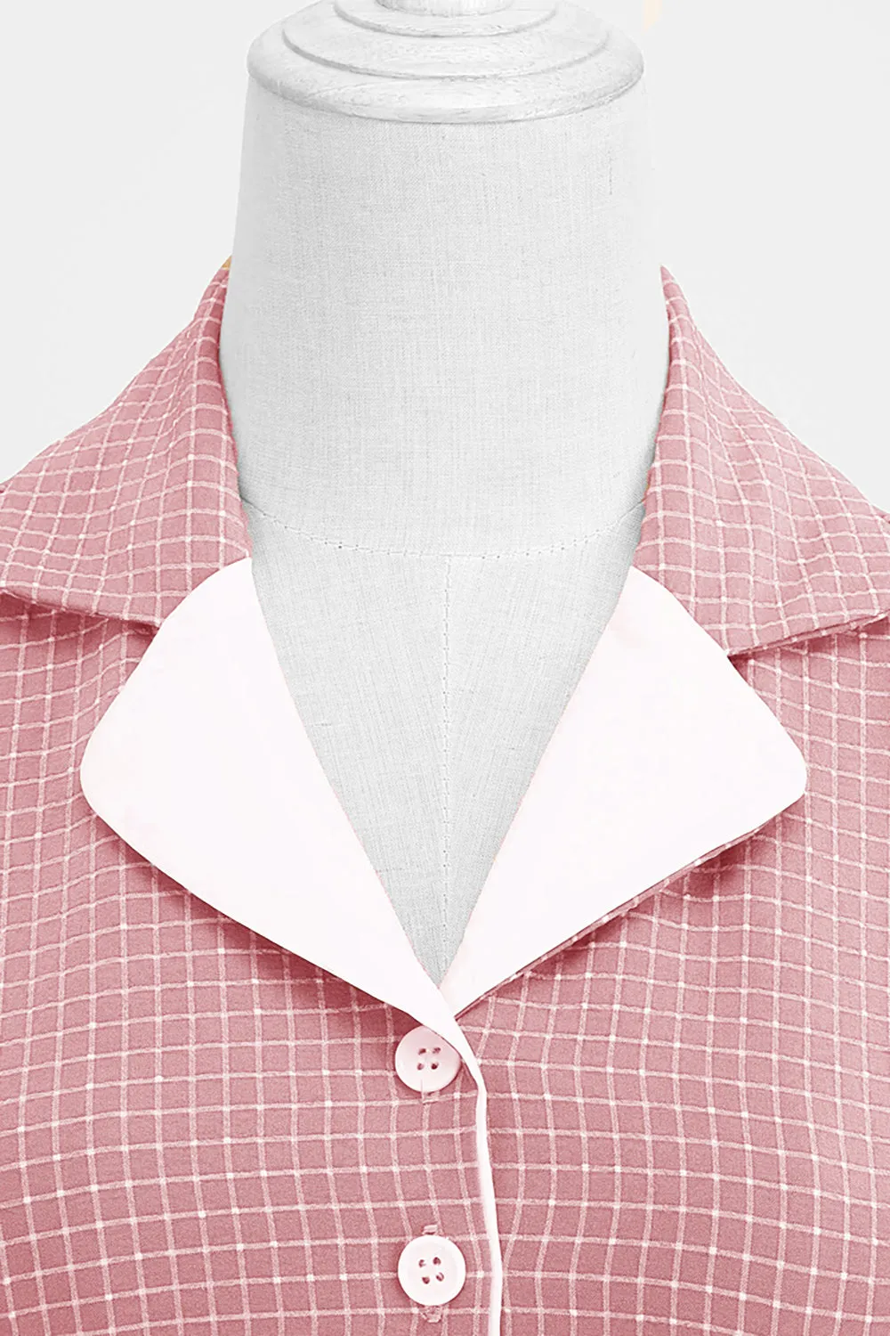 Blush Plaid Swing 1950s Dress with Short Sleeves sold by Zapaka product image thumbnail 4
